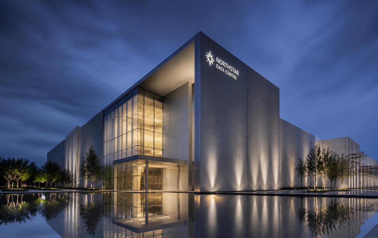 Enterprise data centre facility at dusk
